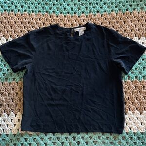 Anna And Frank Midnight Blue 100% Silk Box Top Shirt Blouse Womans sz Small